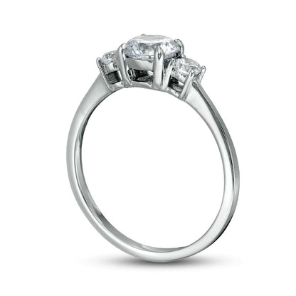 1.0 CT. T.W. Natural Diamond Three Stone Engagement Ring in Solid 14K White Gold