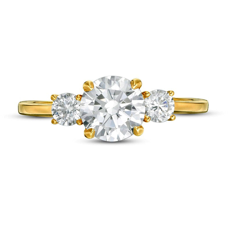 1.25 CT. T.W. Natural Diamond Three Stone Engagement Ring in Solid 14K Gold