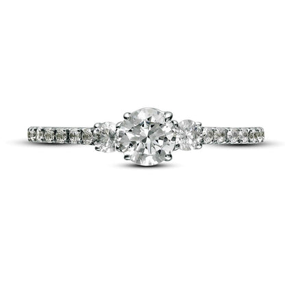 0.75 CT. T.W. Natural Diamond Three Stone Engagement Ring in Solid 14K White Gold