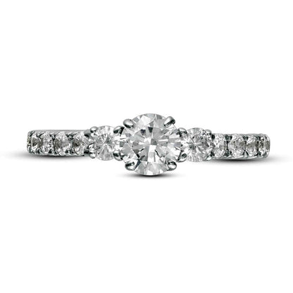 1.0 CT. T.W. Natural Diamond Three Stone Engagement Ring in Solid 14K White Gold