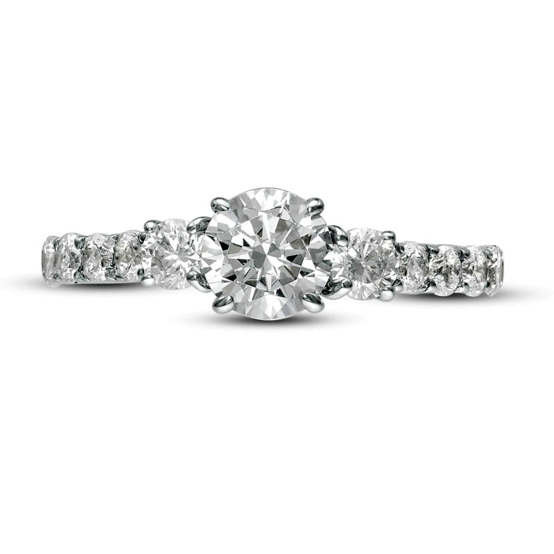 1.25 CT. T.W. Natural Diamond Three Stone Engagement Ring in Solid 14K White Gold