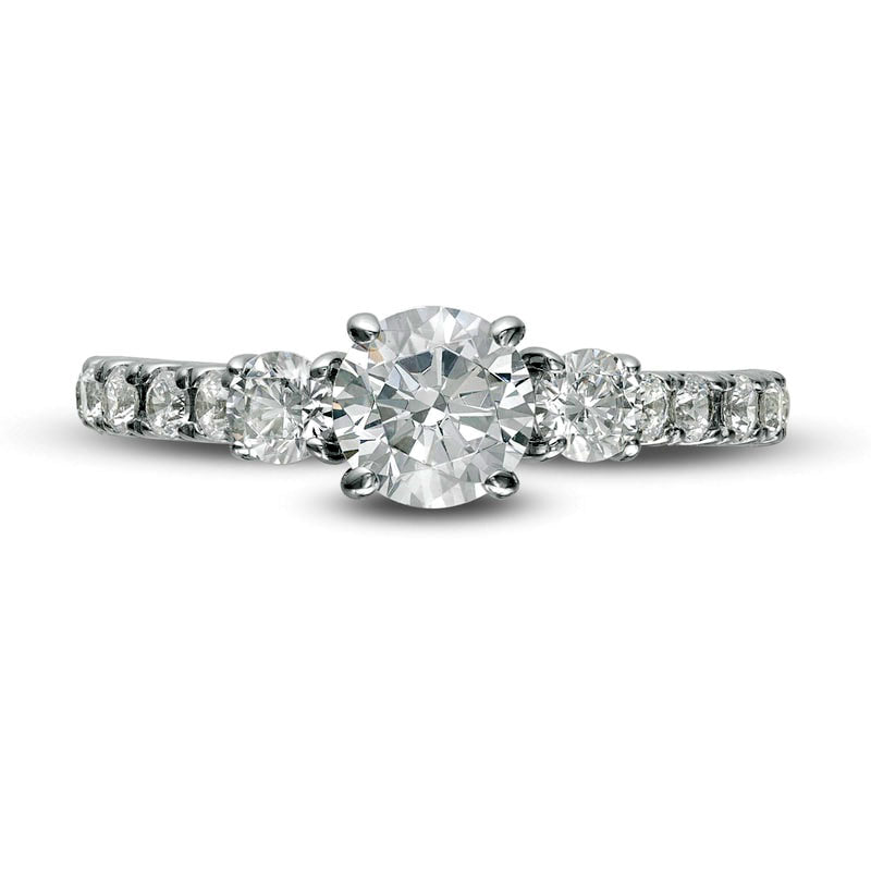 1.5 CT. T.W. Natural Diamond Three Stone Engagement Ring in Solid 14K White Gold