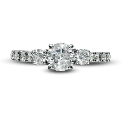 1.5 CT. T.W. Natural Diamond Three Stone Engagement Ring in Solid 14K White Gold