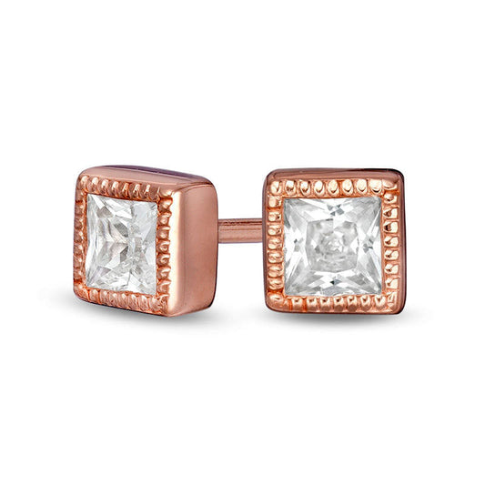 0.38 CT. T.W. Princess-Cut Diamond Solitaire Vintage-Style Stud Earrings in 10K Rose Gold