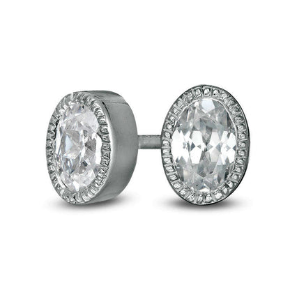 0.38 CT. T.W. Oval Diamond Solitaire Vintage-Style Stud Earrings in 10K White Gold