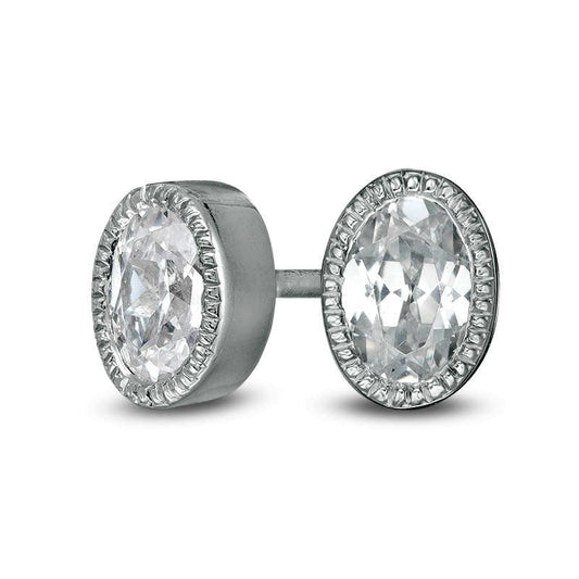 0.38 CT. T.W. Oval Diamond Solitaire Vintage-Style Stud Earrings in 10K White Gold