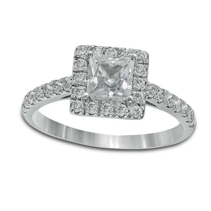 1.0 CT. T.W. Princess-Cut Natural Diamond Frame Engagement Ring in Solid 14K White Gold