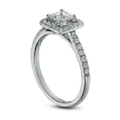 1.0 CT. T.W. Princess-Cut Natural Diamond Frame Engagement Ring in Solid 14K White Gold