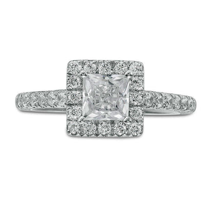 1.0 CT. T.W. Princess-Cut Natural Diamond Frame Engagement Ring in Solid 14K White Gold