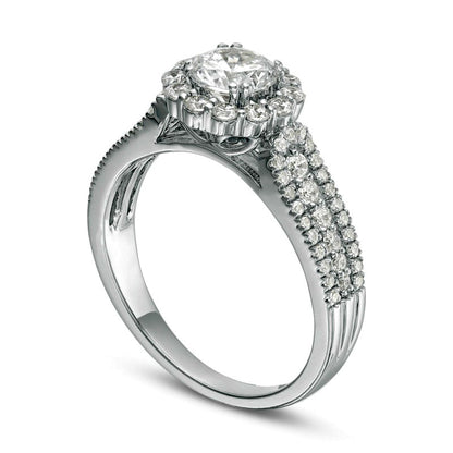 1.25 CT. T.W. Natural Diamond Frame Rounded Shank Engagement Ring in Solid 14K White Gold