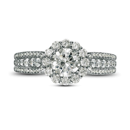 1.25 CT. T.W. Natural Diamond Frame Rounded Shank Engagement Ring in Solid 14K White Gold