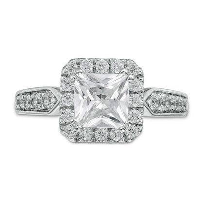 1.5 CT. T.W. Princess-Cut Natural Diamond Frame Engagement Ring in Solid 14K White Gold
