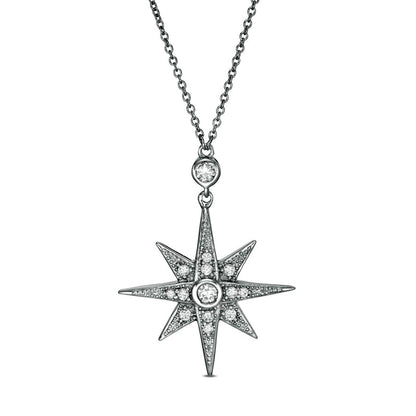 0.33 CT. T.W. Natural Diamond North Star Pendant in Sterling Silver