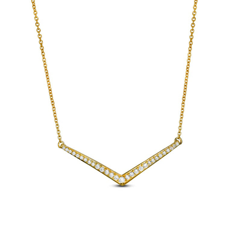 0.25 CT. T.W. Natural Diamond Chevron Necklace in Sterling Silver with 14K Gold Plate
