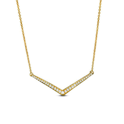 0.25 CT. T.W. Natural Diamond Chevron Necklace in Sterling Silver with 14K Gold Plate