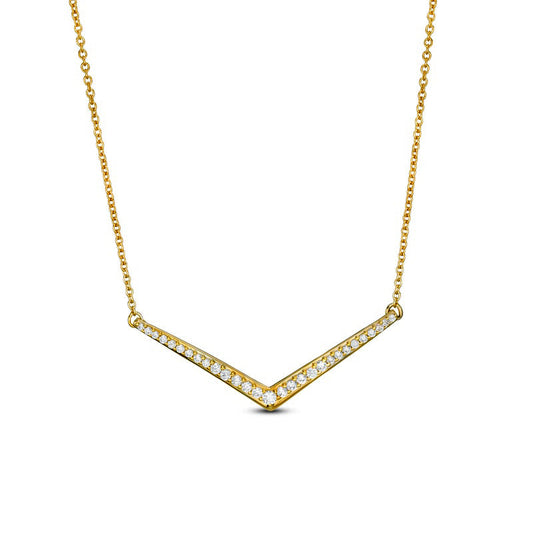 0.25 CT. T.W. Natural Diamond Chevron Necklace in Sterling Silver with 14K Gold Plate