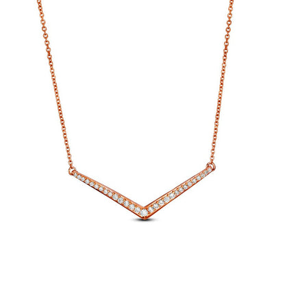 0.25 CT. T.W. Natural Diamond Chevron Necklace in Sterling Silver with 14K Rose Gold Plate