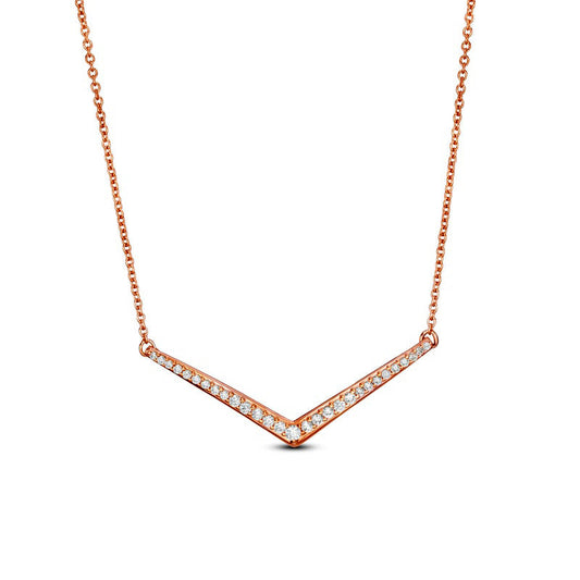 0.25 CT. T.W. Natural Diamond Chevron Necklace in Sterling Silver with 14K Rose Gold Plate