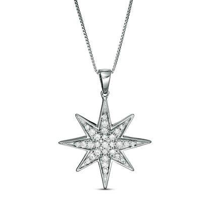 0.5 CT. T.W. Natural Diamond North Star Pendant in Sterling Silver