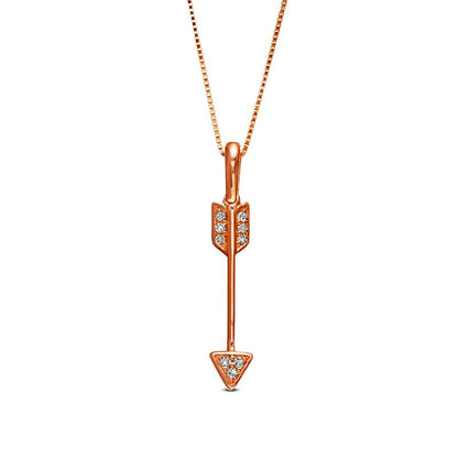 Natural Diamond Accent Linear Arrow Pendant in 10K Rose Gold
