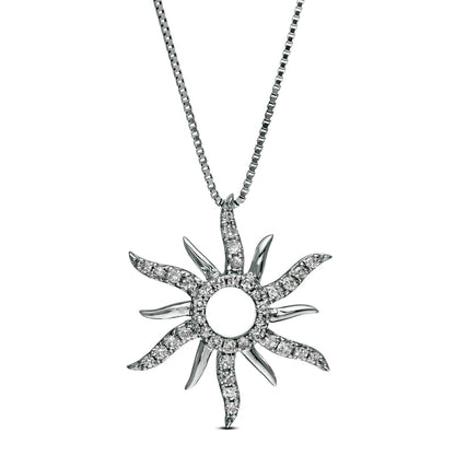 0.13 CT. T.W. Natural Diamond Sun Pendant in 10K White Gold