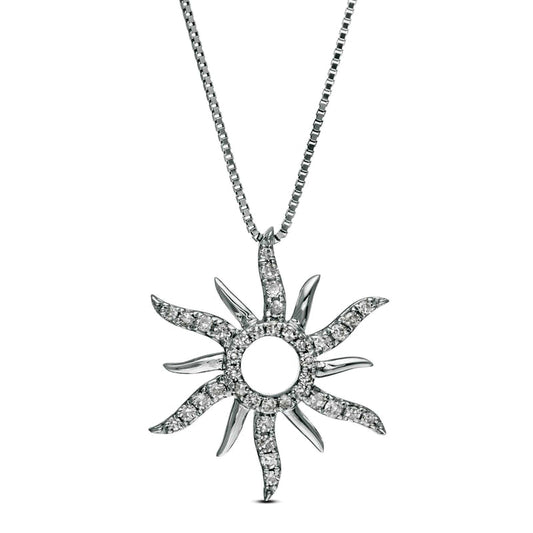 0.13 CT. T.W. Natural Diamond Sun Pendant in 10K White Gold