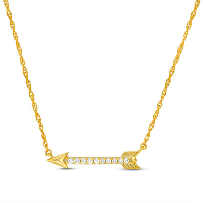 0.07 CT. T.W. Natural Diamond Sideways Arrow Necklace in 10K Yellow Gold - 17.25