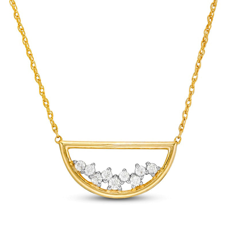 0.2 CT. T.W. Natural Diamond Scatter Open Half Circle Necklace in 10K Yellow Gold