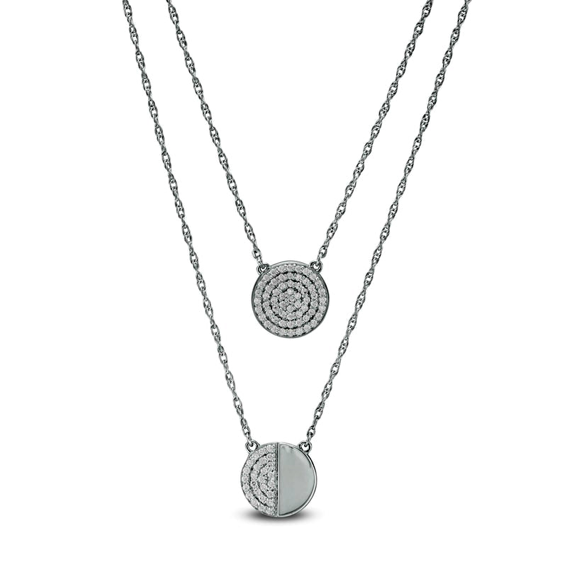 0.25 CT. T.W. Natural Diamond Circle Layered Necklace in Sterling Silver