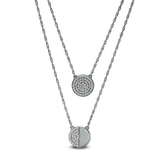 0.25 CT. T.W. Natural Diamond Circle Layered Necklace in Sterling Silver