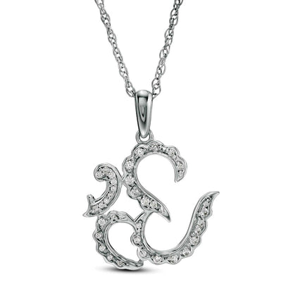 0.13 CT. T.W. Natural Diamond Scalloped Om Symbol Pendant in Sterling Silver