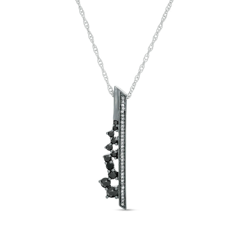 0.33 CT. T.W. Enhanced Black and White Natural Diamond Vertical Bar Scatter Pendant in Sterling Silver and Black Rhodium