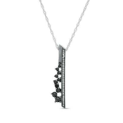 0.33 CT. T.W. Enhanced Black and White Natural Diamond Vertical Bar Scatter Pendant in Sterling Silver and Black Rhodium