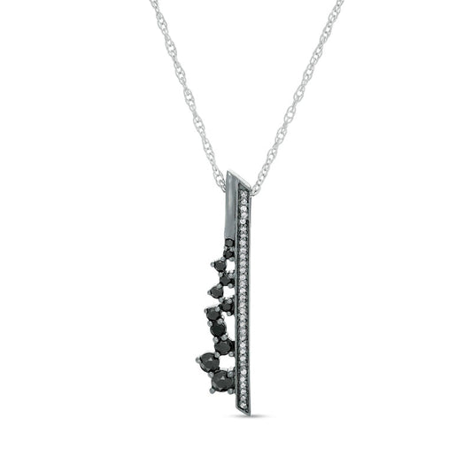0.33 CT. T.W. Enhanced Black and White Natural Diamond Vertical Bar Scatter Pendant in Sterling Silver and Black Rhodium