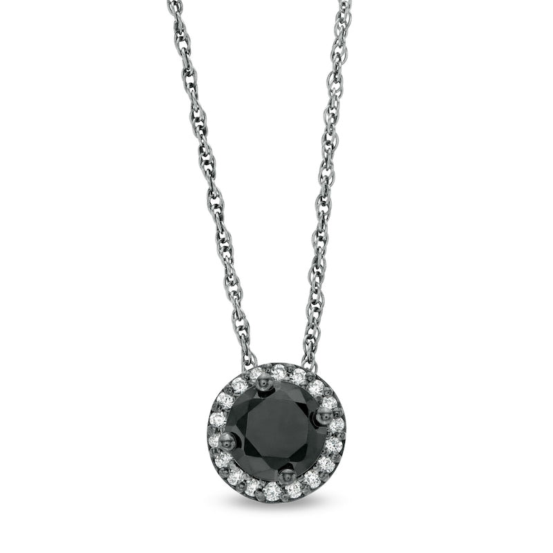 0.5 CT. T.W. Enhanced Black and White Natural Diamond Frame Pendant in 10K White Gold and Black Rhodium