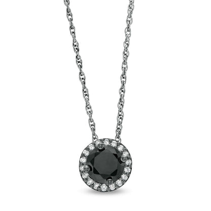 0.5 CT. T.W. Enhanced Black and White Natural Diamond Frame Pendant in 10K White Gold and Black Rhodium