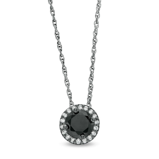 0.5 CT. T.W. Enhanced Black and White Natural Diamond Frame Pendant in 10K White Gold and Black Rhodium