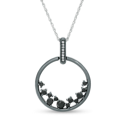 0.33 CT. T.W. Enhanced Black and White Natural Diamond Scatter Circle Pendant in Sterling Silver and Black Rhodium