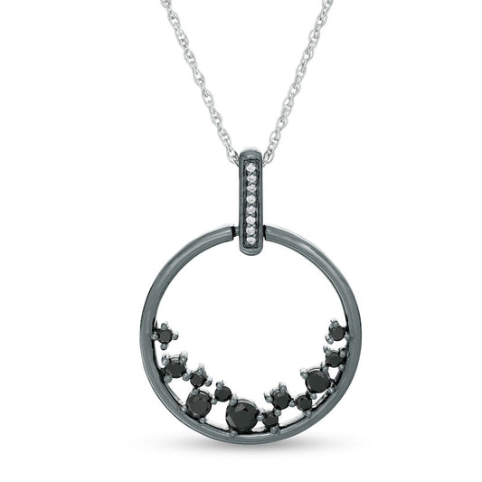 0.33 CT. T.W. Enhanced Black and White Natural Diamond Scatter Circle Pendant in Sterling Silver and Black Rhodium
