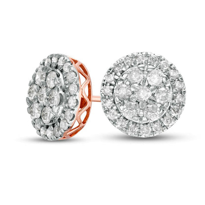 1 CT. T.W. Composite Diamond Frame Stud Earrings in 10K Rose Gold