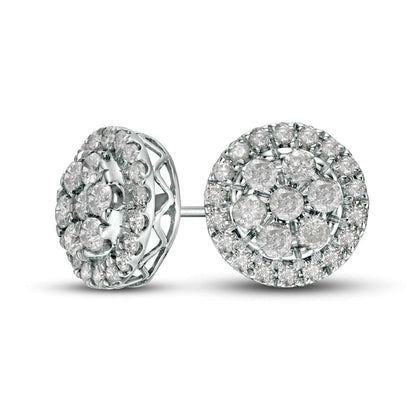 1 CT. T.W. Composite Diamond Frame Stud Earrings in 10K White Gold