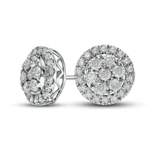 1 CT. T.W. Composite Diamond Frame Stud Earrings in 10K White Gold