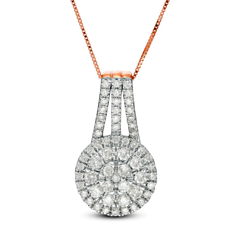 1 CT. T.W. Composite Natural Diamond Pendant in 10K Rose Gold