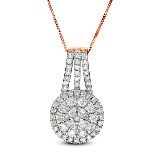 1 CT. T.W. Composite Natural Diamond Pendant in 10K Rose Gold