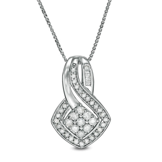 0.5 CT. T.W. Composite Natural Diamond Tilted Square Pendant in 10K White Gold