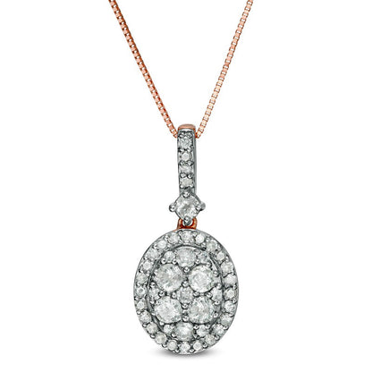 0.75 CT. T.W. Oval Composite Natural Diamond Frame Pendant in 10K Rose Gold