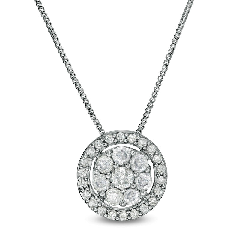 0.75 CT. T.W. Composite Natural Diamond Frame Pendant in 10K White Gold