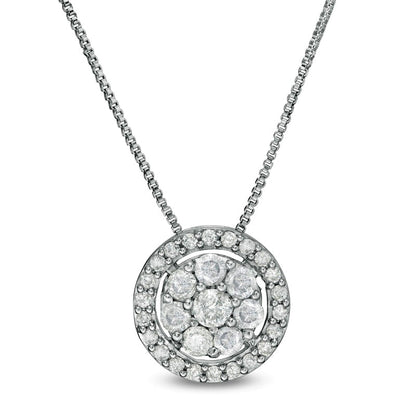 0.75 CT. T.W. Composite Natural Diamond Frame Pendant in 10K White Gold
