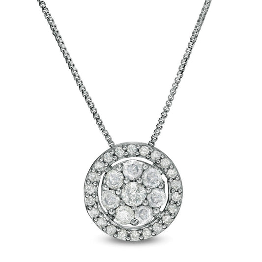 0.75 CT. T.W. Composite Natural Diamond Frame Pendant in 10K White Gold
