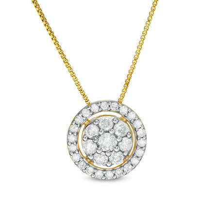 0.75 CT. T.W. Composite Natural Diamond Frame Pendant in 10K Yellow Gold